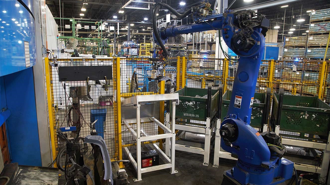 Robot used to manufacture automotive parts