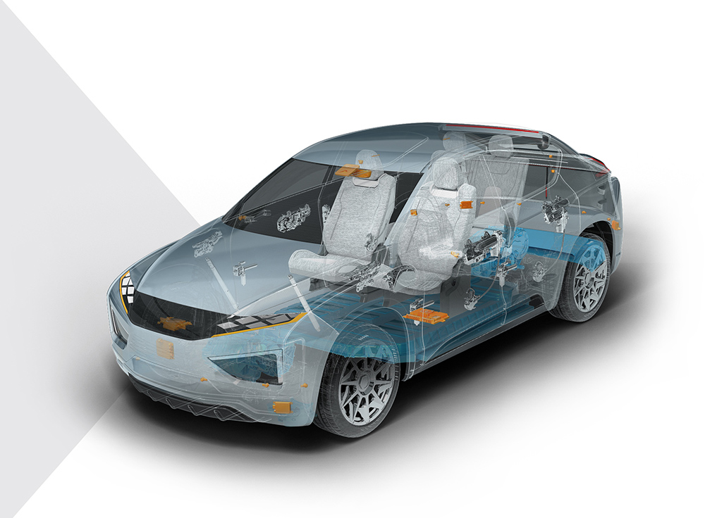 Ghosted car showing the inside of the vehicle