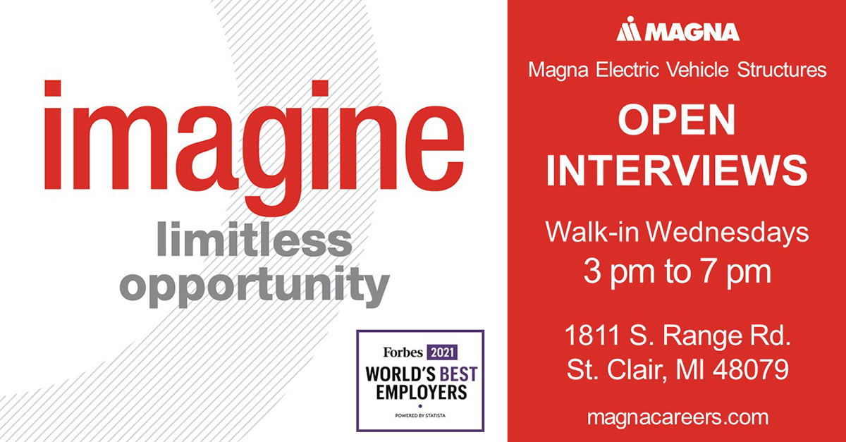 Flyer for recruiting event in St. Clair, Michigan USA