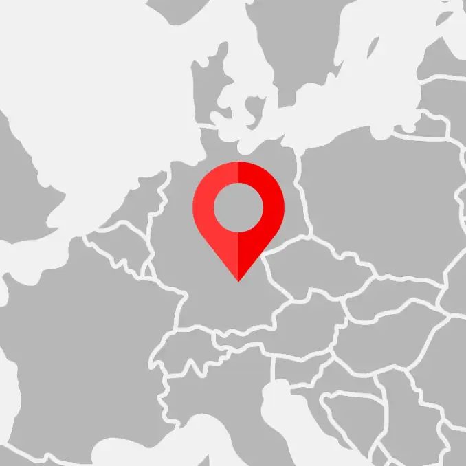 Map highlighting Germany with location pin showing Soest, Germany