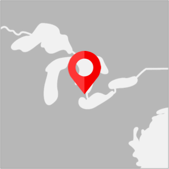 Map highlighting Michigan with location pin showing St. Clair, Michigan