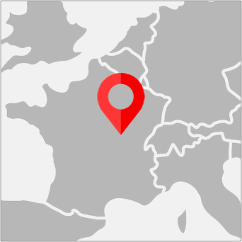 Map highlighting France with location pin showing Langres, France