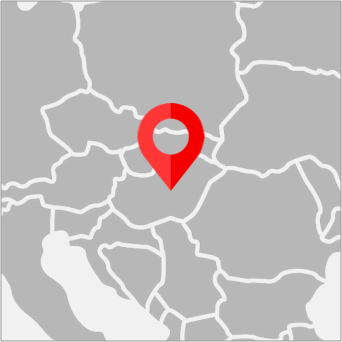 Map highlighting Hungary with location pin showing Vecses, Hungary