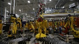 Robots on assembly line in MEVS facility in St. Clair, Michigan