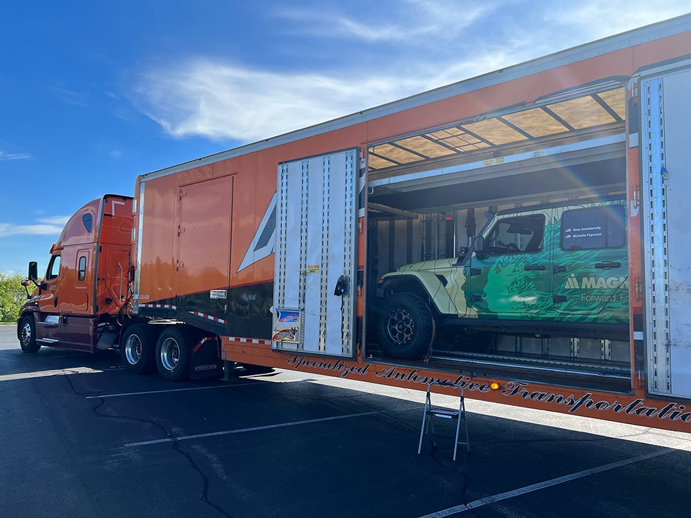 Jeep® Gladiator Rubicon inside a transport truck