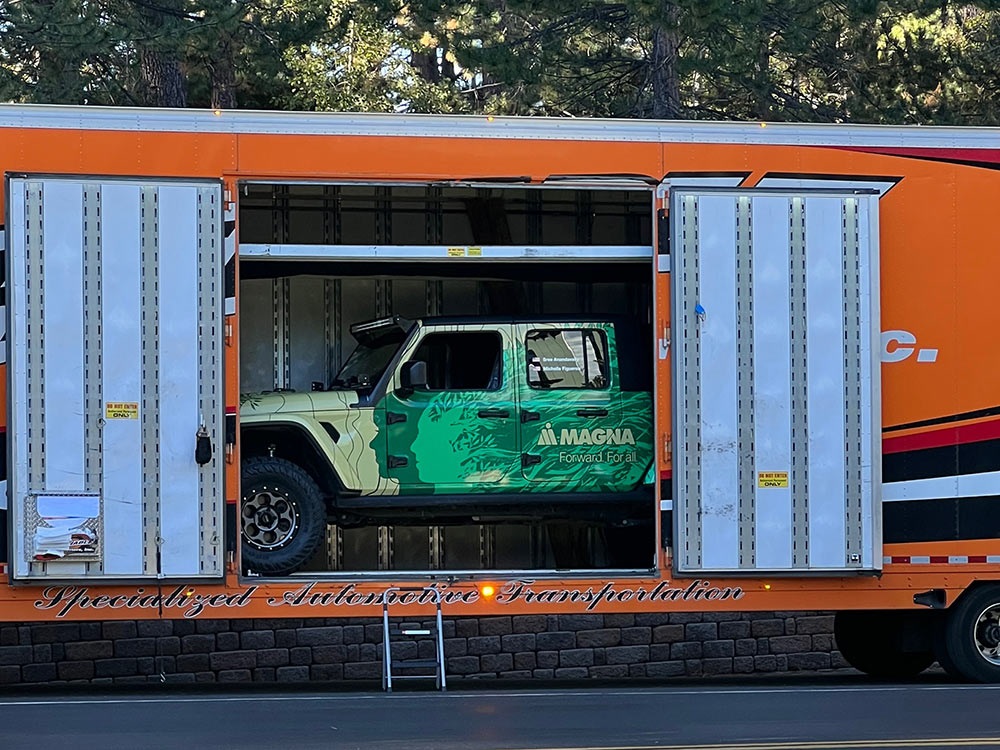 Jeep® Gladiator Rubicon inside a transport truck