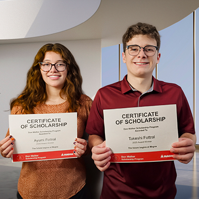 Ayumi and Takeshi Fottral receiving the Don Walker Scholarship Program Award