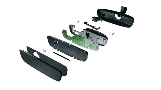 Photo of Magna’s unique driver and occupant monitoring system combines camera, electronics and the interior mirror in one unit