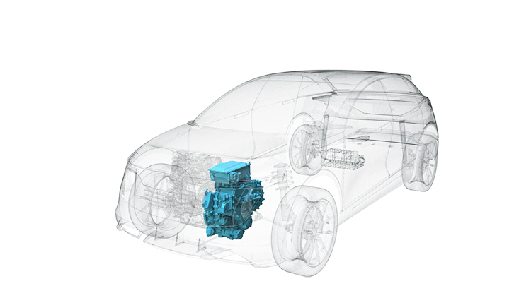 Ghosted sketch of a DHD DUO 3 Speed Demonstrator in a vehicle