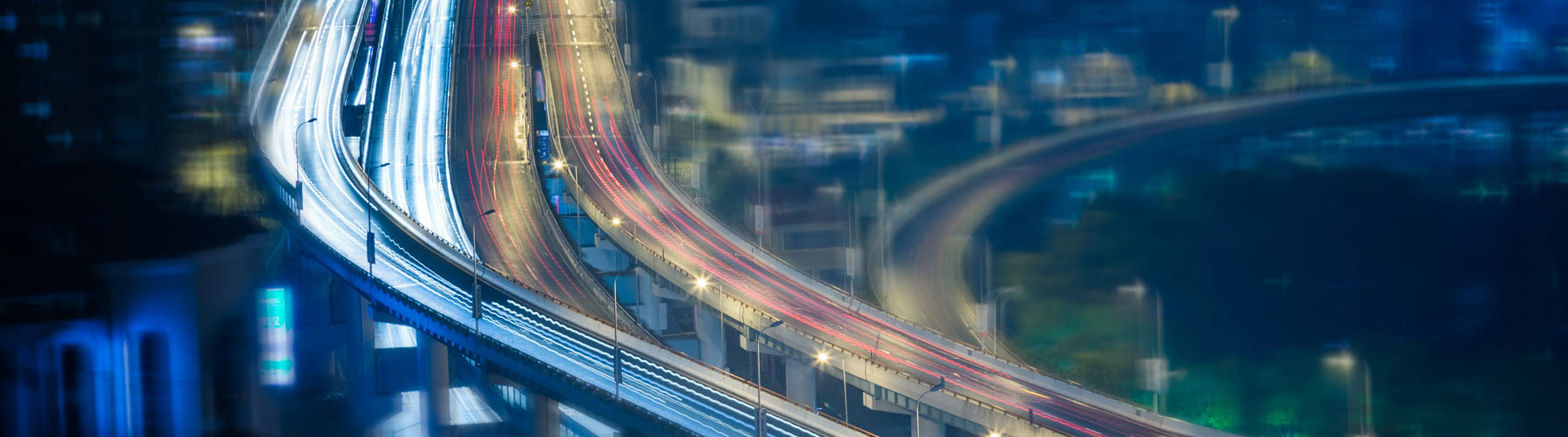 Busy highway at night