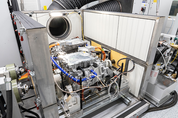 eDrive testing machine in a manufacturing facility