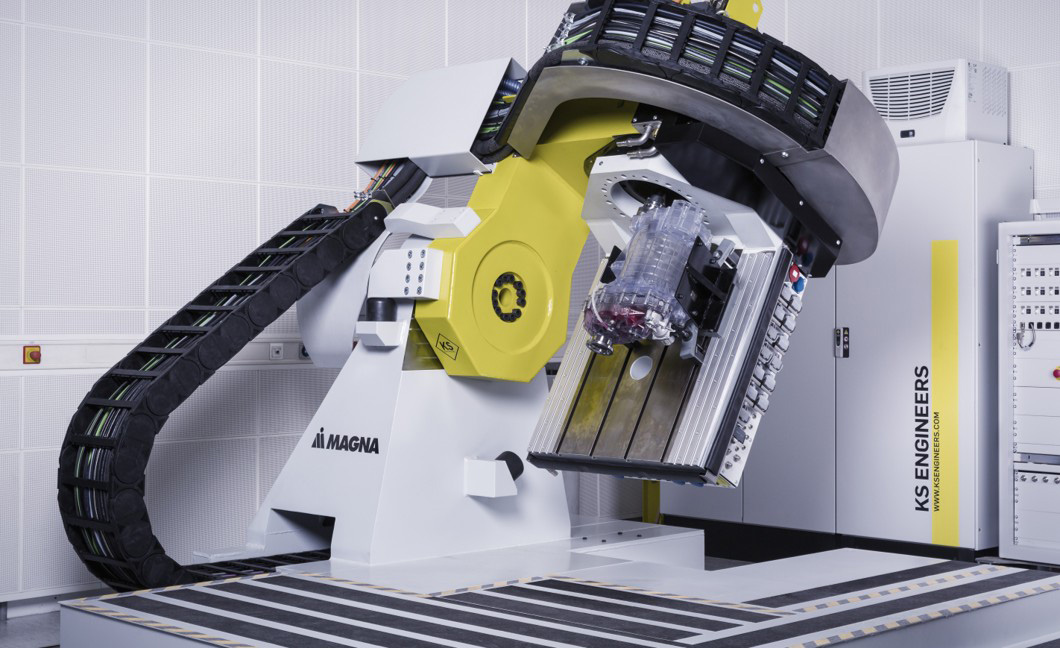 Dynamic Tilt Test Bench testing machine in a manufacturing facility