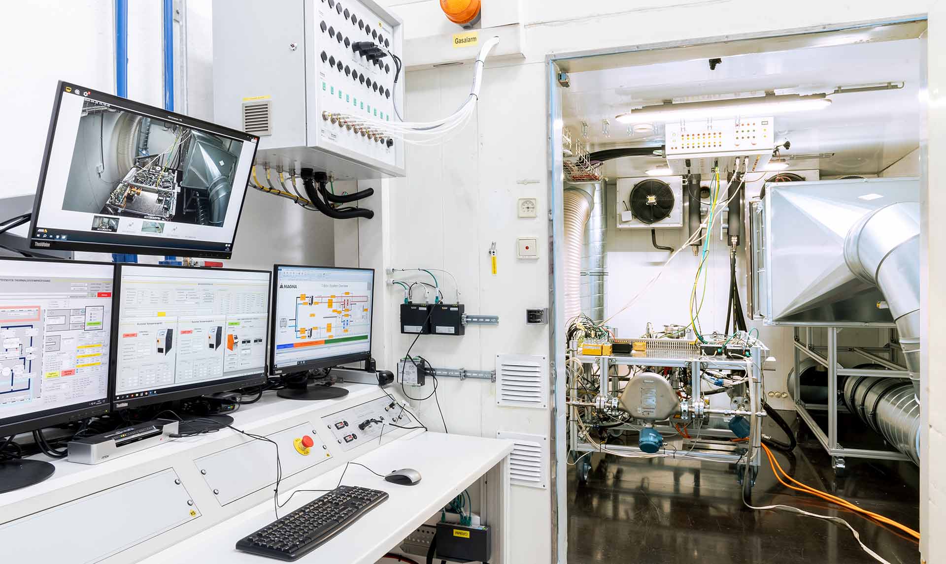 Monitors used for Thermal System testing equipment in a manufacturing facility