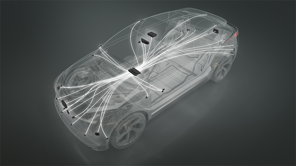 Ghosted vehicle with diagram of all sensors in the vehicle