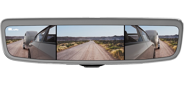 Interior mirror showing 3 views of the back camera with the add of Magna ClearView technology