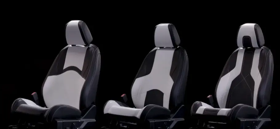 3 different design patterns in black and white of bucket seats