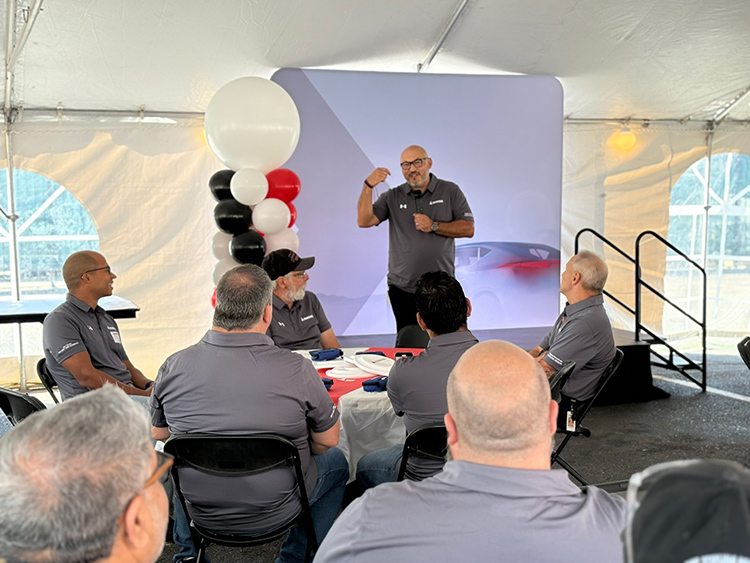 General Manager Hector Gonzalez address employees.