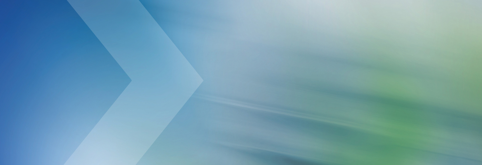 Abstract blue, green and white background with white chevron pointing right