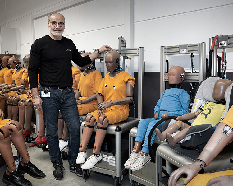 Stephan Baumann with various Crash Test Dummies