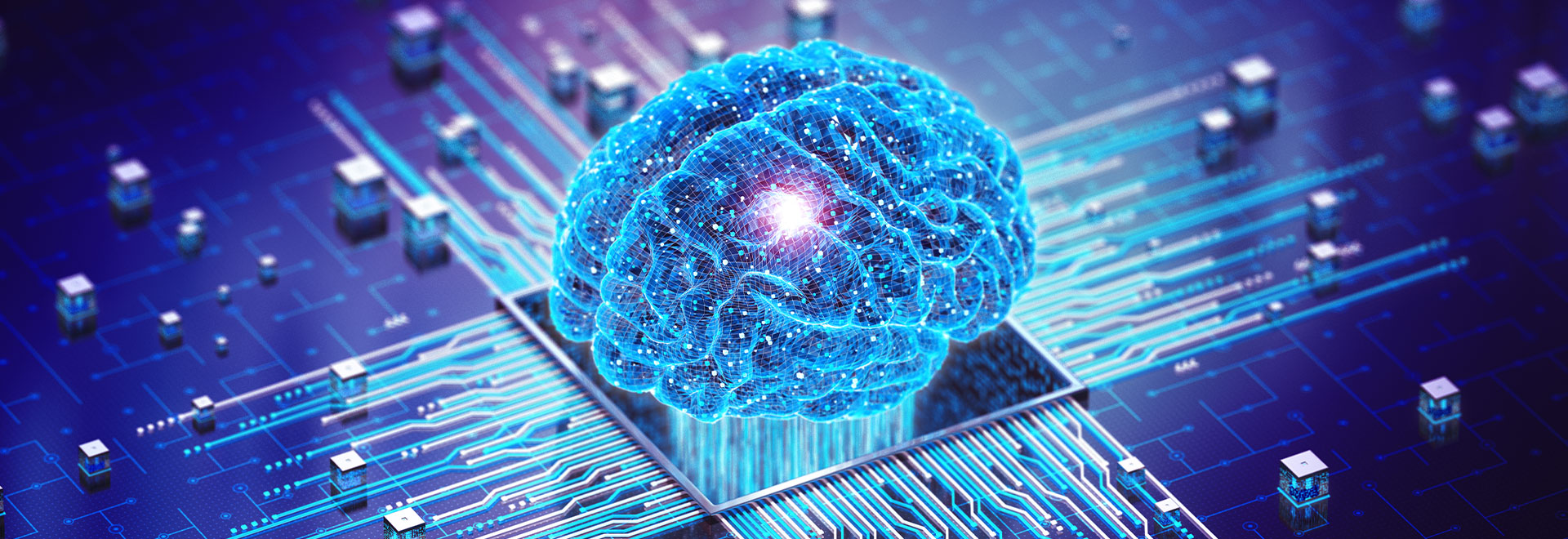 an illustrated brain in a cpu environment