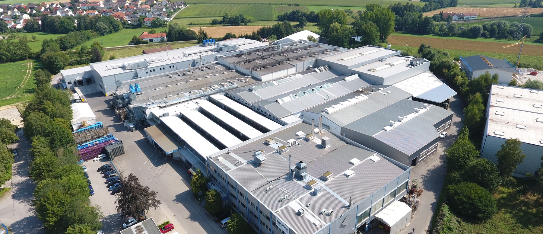 Overhead view of a manufacturing facility in Markt Schwaben, Germany