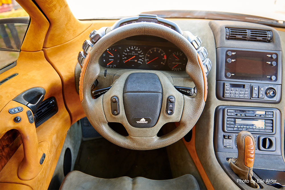 View of steering wheel and dashboard of the Magna Torerro